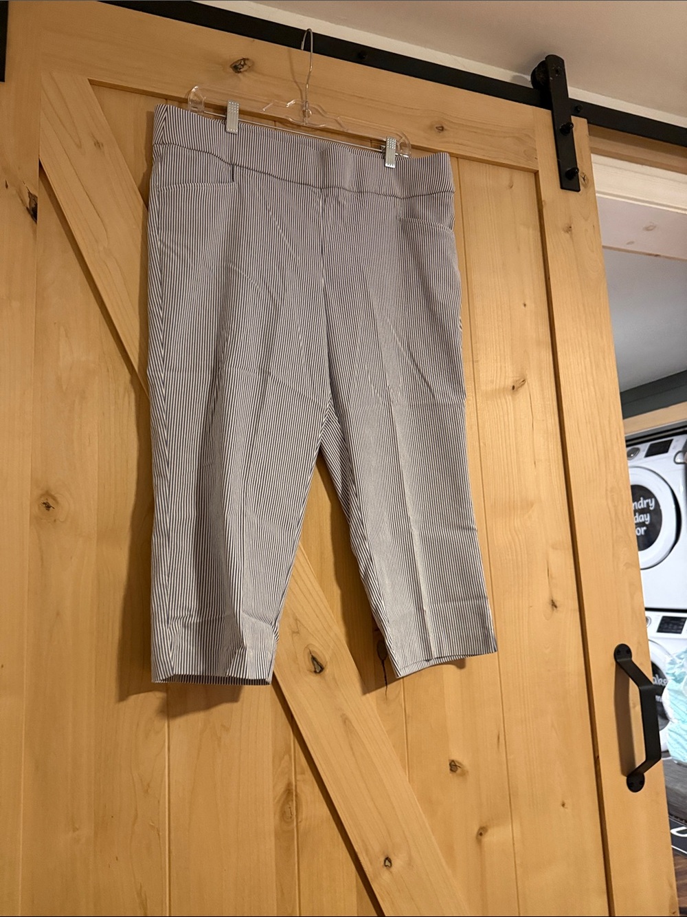 Counterparts Navy & White Pinstripe Cropped Capris